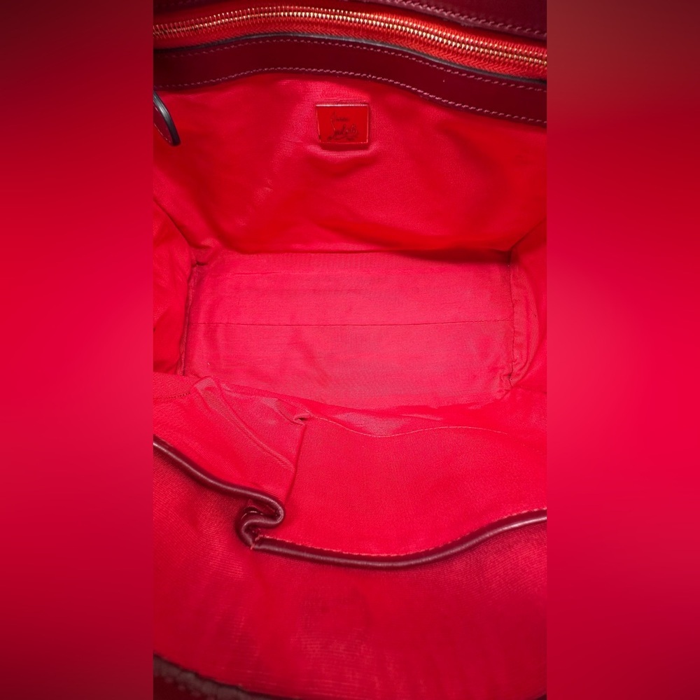 Christian Louboutin Farida Large Leather & Suede Tote Bag – Burgundy/Black/Red - Picture 13 of 16